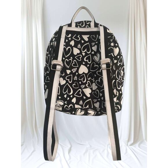New $150 Brighton Limited Edition ENDLESS LOVE Backpack Black White Hearts Nylon - Picture 3 of 5